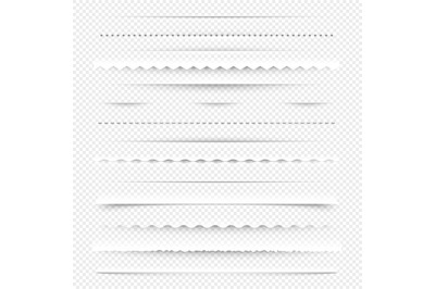 Horizontal dividers. Diagonal borders with holes and gaps for layout d