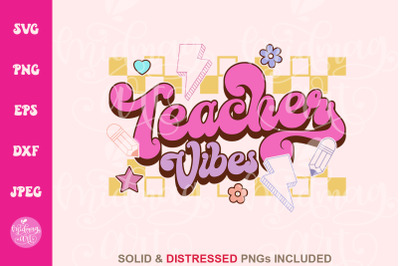 Teacher vibes SVG&2C; Retro teacher cut file