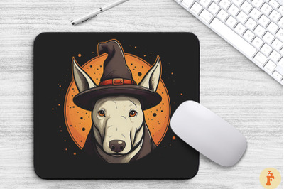 Cute Bull Terrier Dog In A Witch&#039;S Hat