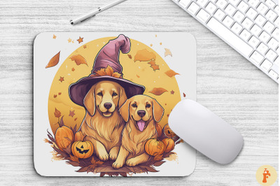 Cute Golden Dogs In A Witch&#039;S Hat