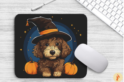 Cute Labradoodle Dog In A Witch&#039;S Hat