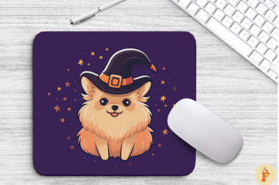 Cute Pomeranian Dog In A Witch&#039;S Hat