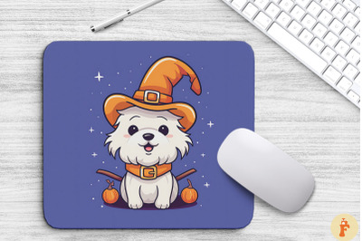 Cute White Terrier Dog In A Witch&#039;S Hat