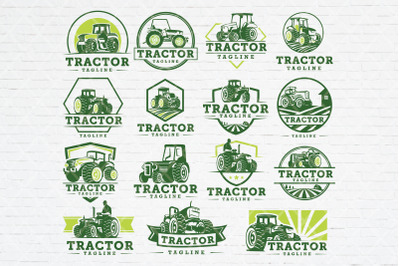 Set of Tractor and Farm Logo Template