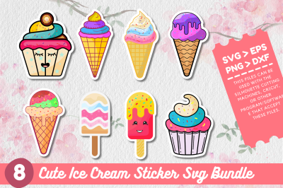 Cute Ice Cream Sticker Svg Bundle