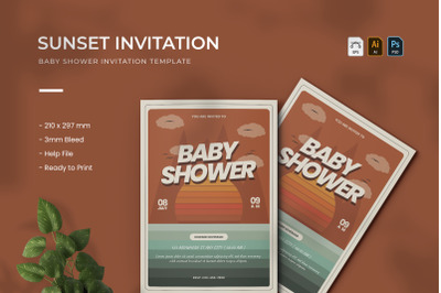 Sunset - Baby Shower Invitation