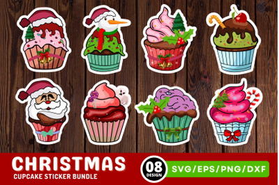 Christmas Cupcake Stikers SVG Bundle