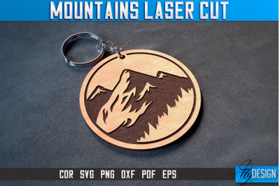 Mountains Keychain Laser Cut SVG | Camping Laser Cut SVG Design | CNC