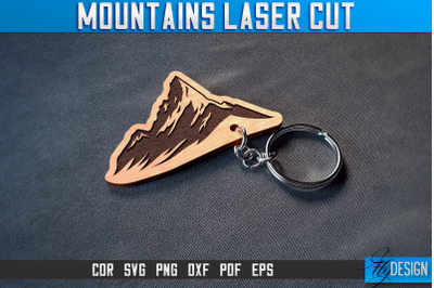 Mountains Keychain Laser Cut SVG | Camping Laser Cut SVG Design | CNC