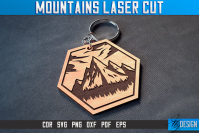 Mountains Keychain Laser Cut SVG | Camping Laser Cut SVG Design | CNC