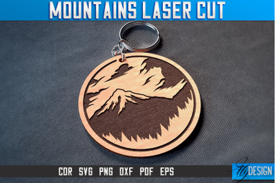 Mountains Keychain Laser Cut SVG | Camping Laser Cut SVG Design | CNC