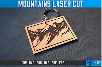 Mountains Keychain Laser Cut SVG | Camping Laser Cut SVG Design | CNC