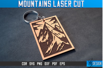 Mountains Keychain Laser Cut SVG | Camping Laser Cut SVG Design | CNC