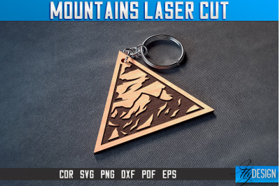 Mountains Keychain Laser Cut SVG | Camping Laser Cut SVG Design | CNC