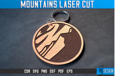 Mountains Keychain Laser Cut SVG | Camping Laser Cut SVG Design | CNC