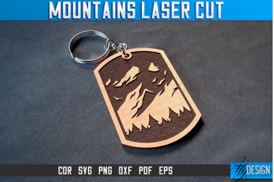 Mountains Keychain Laser Cut SVG | Camping Laser Cut SVG Design | CNC