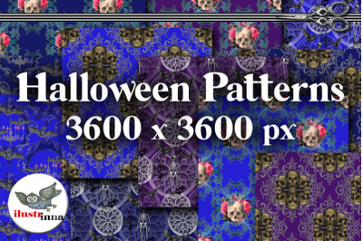 Blue Halloween Seamless Patterns