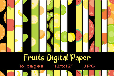 16 Digital Papers with Tropical Fruits