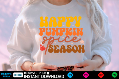 happy pumpkin spice season retro svg design