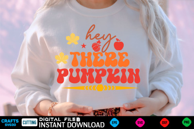 hey there pumpkin retro svg design