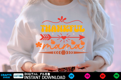 thankful mama retro svg design