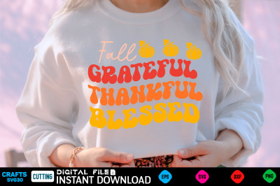 Fall Grateful Thankful Blessed retro svg design