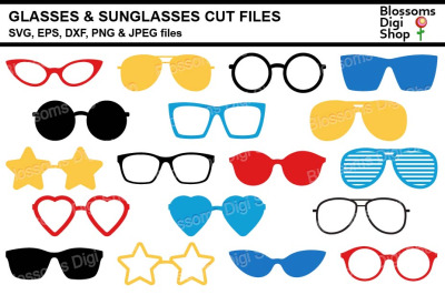 Glasses &amp; Sunglasses SVG, DXF, EPS, JPEG and PNG cut files