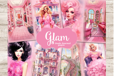 Glam Junk Journal Pages | Pink Digital Art Bundle