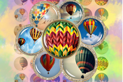 Hot Air Balloons Digital Collage Sheets, Printable Downloads