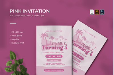 Pink - Birthday Invitation