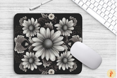 Daisy Floral Gothic Pattern Mouse Pad