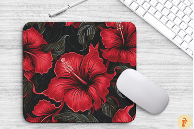 Hibiscus Floral Gothic Pattern Mouse Pad