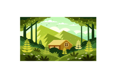 Home Surrounded by Nature Illustration