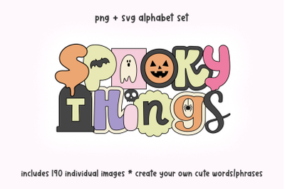 Retro Halloween Alphabet SVG / PNG Set
