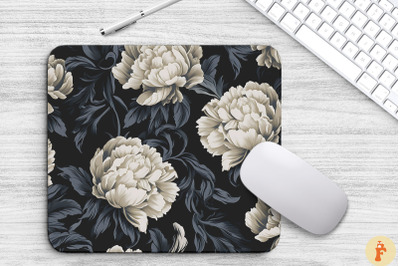 Peony Floral Gothic Pattern Mouse Pad