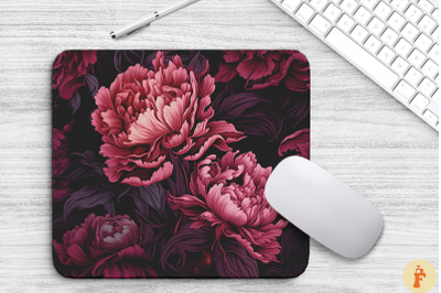 Peony Floral Gothic Pattern Mouse Pad