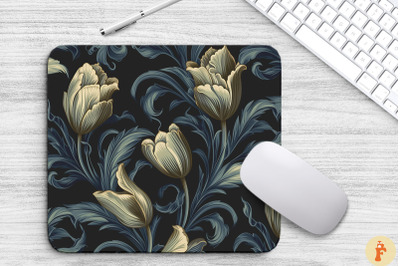 Tulip Floral Gothic Pattern Mouse Pad