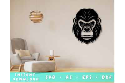 Gorilla Laser SVG Cut File&2C; Gorilla Glowforge File&2C; Gorilla DXF