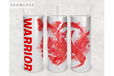 Red Awareness Ribbon Tumbler Wrap, 20 Oz Skinny Tumbler Sublimation