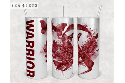 Burgundy Awareness Ribbon Tumbler Wrap, 20 Oz Skinny Tumbler PNG