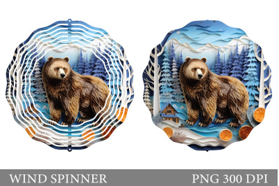 3D Bear Wind Spinner Design. Paper Bear Spinner Sublimation