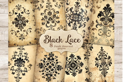 Black Lace Junk Journal Page | Vintage Digital Collage