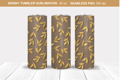 Gold leaves seamless Tumbler Wrap | Tumbler Sublimation