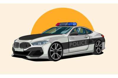 Police Patrol Car Vector Illustration