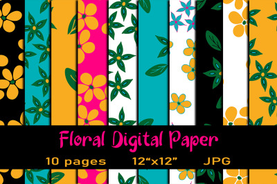 10 Floral Background. Floral Seamless Patterns.