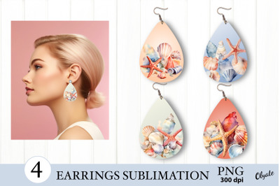 Seashell Earrings Sublimation. Teardrop Earring Sublimation