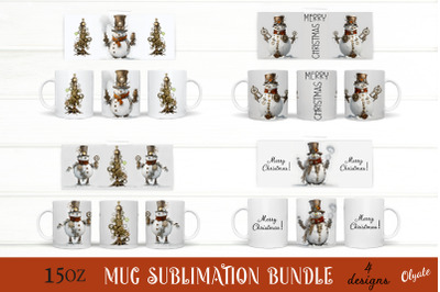 Snowman Mug Bundle. Steam Punk Christmas Sublimation