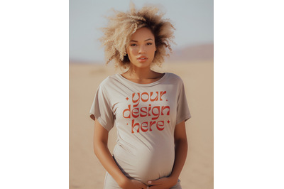 Bella Canvas 3001 Pregnancy Mockup, Sand Tshirt Pregnant Mock Up, Dese