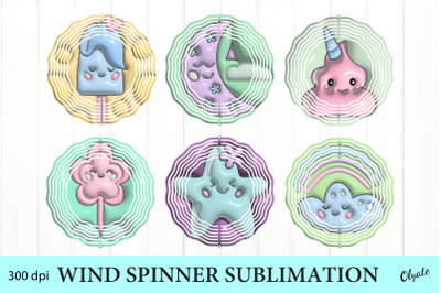 Kawaii Wind Spinner. 3D Puff Wind Spinner Bundle