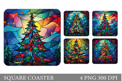 Stained Glass Christmas Tree Coaster. Christmas Tree Coaster